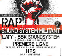 Soirée Rap &amp; Sound System militant le 02 décembre 2017 à Melle (79)